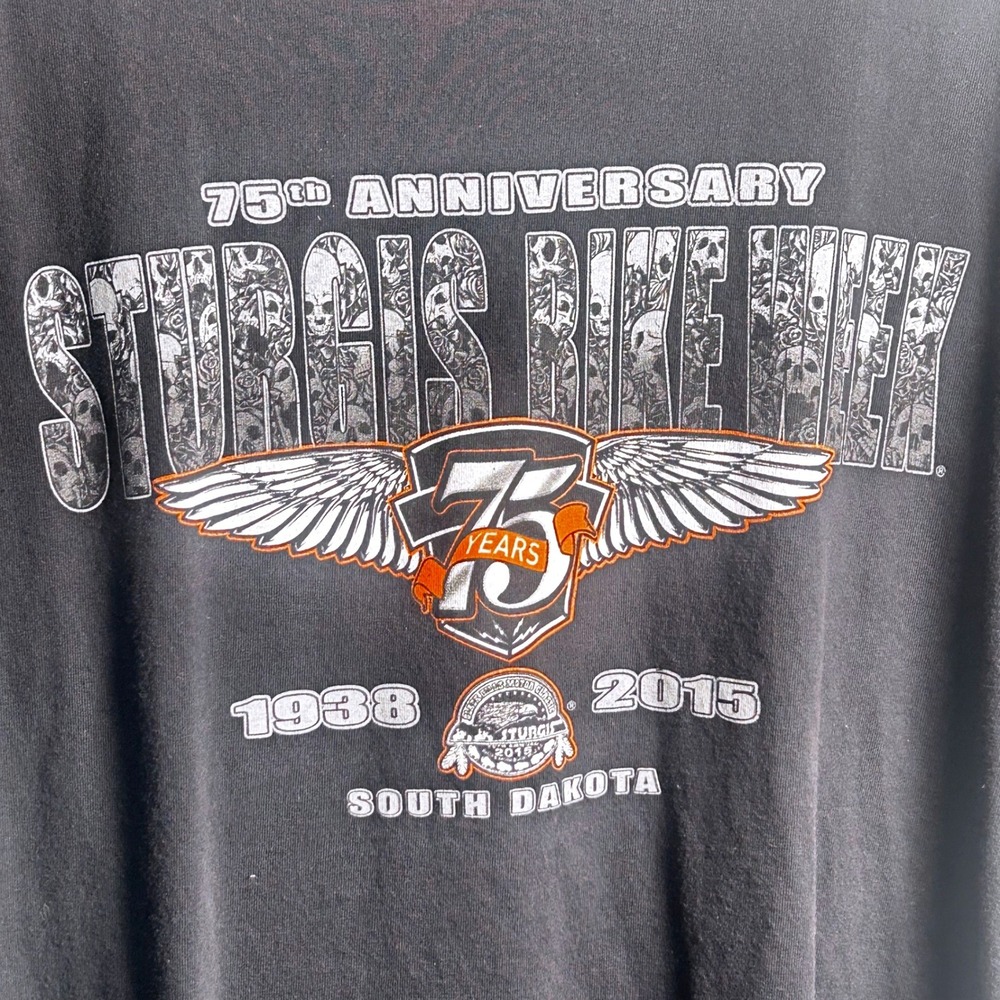 Sturgis Bike Week 2015 75th Anniversary South Dakota Tee Size XL Biker Moto - Picture 4 of 6